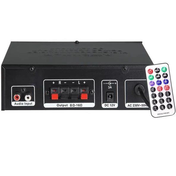 Notel Not-306 2X20W 4-8 Ohm Usb/Sd Girişli Bluetoothlu 2 Mikrofon Girişli Trafosuz Stereo Mini Anfi - Resim 3