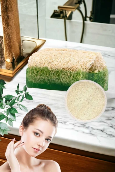 2'li Doğal Set Kabak Lifli Aloe Vera Sabun Peeling Bakım Sıkılaştırma Akne Temizleme Lifli Yüz Pedi - 3