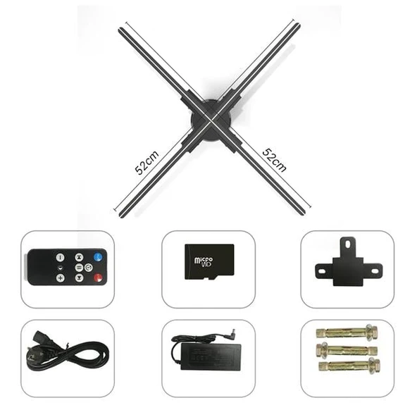 Hello Z7H 3D Hologram Fan - Holografik Video Görüntü Projektörü 52 Cm (Uzaktan Kumanda - Wifi - Telefon APP) - Resim 4