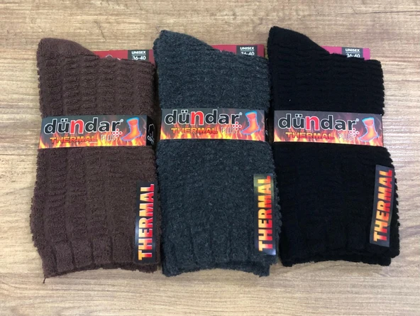 Dündar 6 Çift Kadın Kışlık Havlu Termal Plus Soket Çorap 36 - 40 No - Resim 2