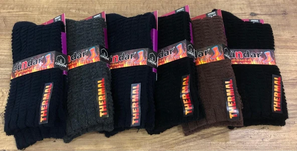 Dündar 6 Çift Kadın Kışlık Havlu Termal Plus Soket Çorap 36 - 40 No - Resim 3