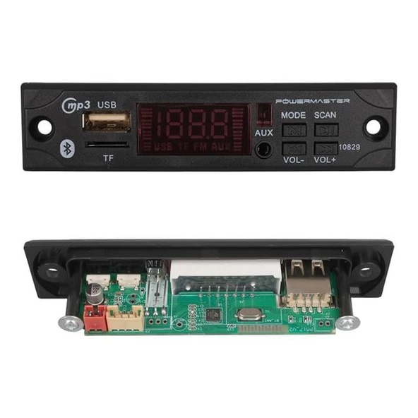 PowerMaster M517 Oto Teyp Dijital Player Board USB/AUX/SD/FM/Bluetooth Kumandalı Mikrofonsuz Çevirici (12V-500MA) - Resim 2