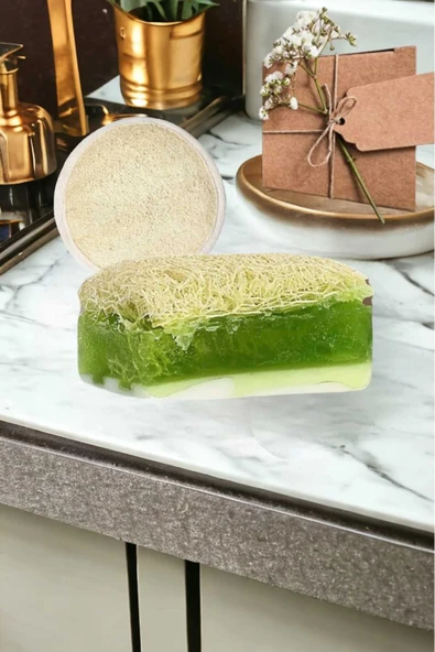 2li Doğal Kabak Lifli Keçi Sütü Aloe Vera Sabun Peeling Bakım Sıkılaştırma Akne Temizleme Yüz Pedi - 2