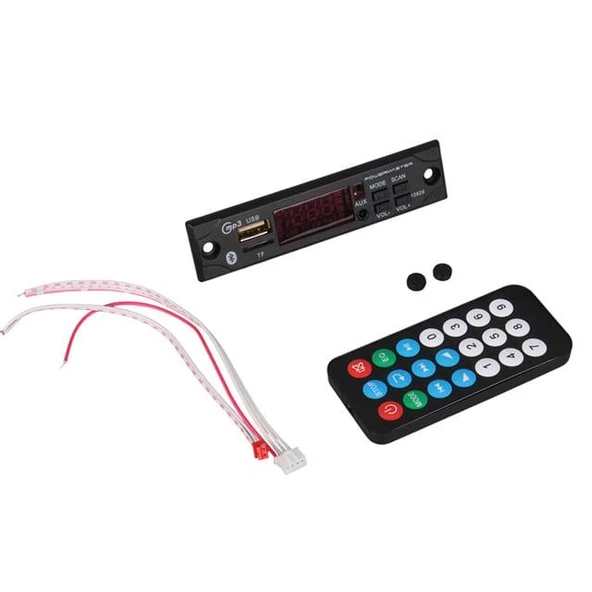 PowerMaster M517 Oto Teyp Dijital Player Board USB/AUX/SD/FM/Bluetooth Kumandalı Mikrofonsuz Çevirici (12V-500MA) - Resim 3