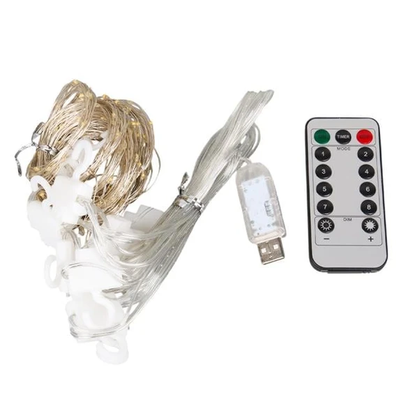 Winnboss EKL-11 300 Günışığı Ledli Peri Motifli 3X3 Perde Dekoratif Aydınlatma 8 Modlu USB 5VDC Kumandalı - Resim 2