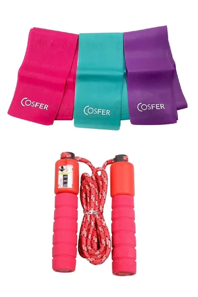 2'li Set Sayaçlı Spor Fitness Kondisyon A Tlama Ipi 3'lü Yoğa Aerobik Egzersiz Direnç Pilates Bandı ürün görseli