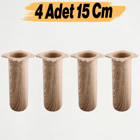 4 ADET Mobilya Kanepe Koltuk Baza Yükseltici Yükseltme Ayağı Ayakları Plastik Doğal Meşe Renk 15 cm ürün görseli