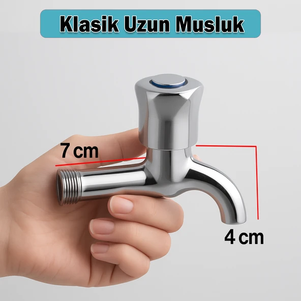 Uzun Musluk Klasik Pirinç Gövde Sızdırmaz Metal Dayanıklı Lavabo Musluğu Krom Paslanmaz Çeşme - Resim 2