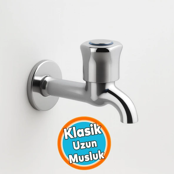 Uzun Musluk Klasik Pirinç Gövde Sızdırmaz Metal Dayanıklı Lavabo Musluğu Krom Paslanmaz Çeşme ürün görseli