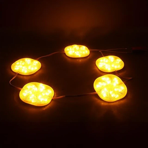 PowerMaster PM-14700 12 Volt 3 Watt Sarı Yanıp Sönen Çakar 6565-2835 Modül Led 65x65x12mm - Resim 2