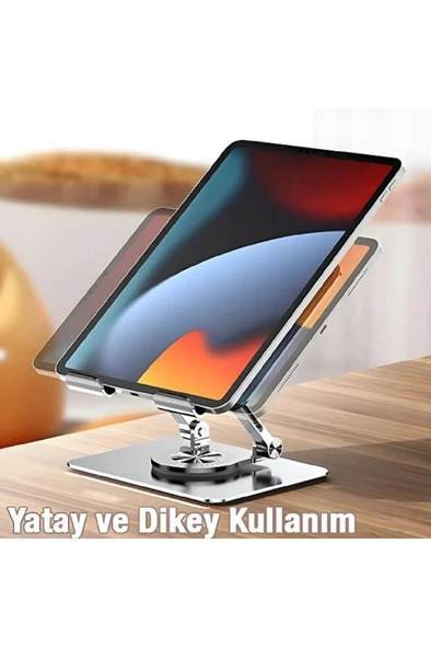 Yükseklik Ayarlı 7-12 inç Metal Tablet Soğutucu Masaüstü 360 Dönen Ayaklı Laptop Standı ipad Tutucu - Resim 6