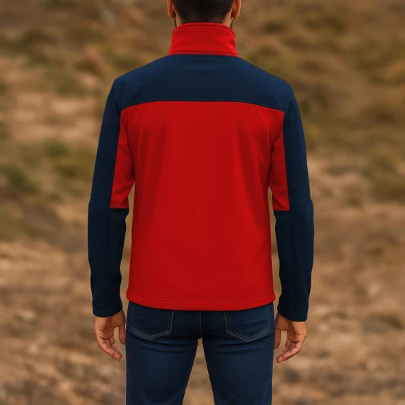 Su ve Rüzgar Geçirmez Softshell Mont - Lemigo - Kırmızı-Lacivert - Resim 2