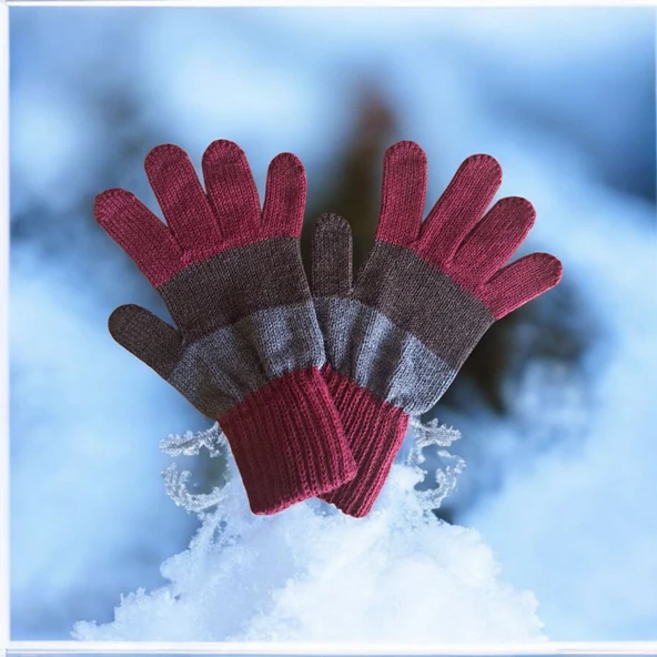 Garson beden Erkek Çocuk Eldiven Bordo - 8-12 yaş ürün görseli 1