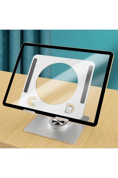 Yükseklik Ayarlı 7-12 inç Metal Tablet Soğutucu Masaüstü 360 Dönen Ayaklı Laptop Standı ipad Tutucu - Resim 4