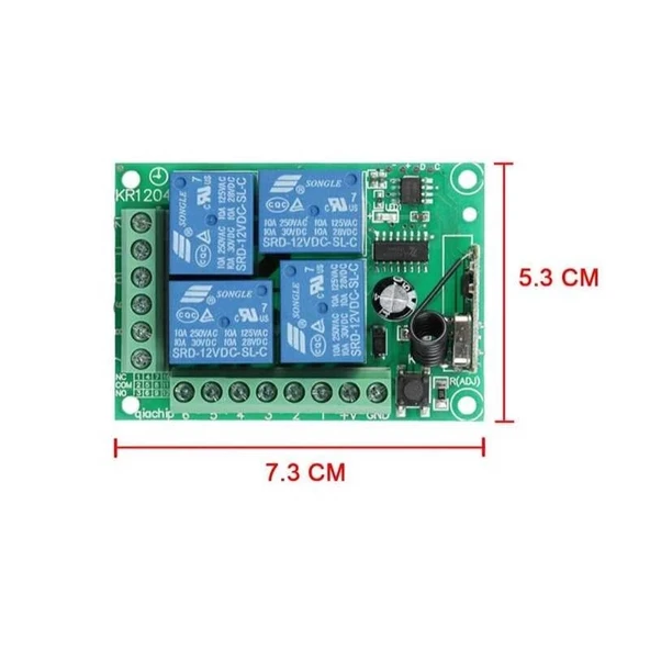 433MHz RF 4 Kanal Röle Modül DC 12V 4 Buton Kumanda Kablosuz Motor Pompa Fan Lamba Perde Akıllı Ev - Resim 4