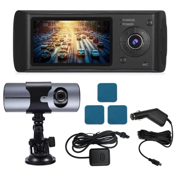 POWERMASTER R300 GPS KAYIT DESTEKLİ ÇİFT KAMERALI ARAÇ İÇİ DVR KAMERA SET (128 GB KART DESTEKLİ) - 3
