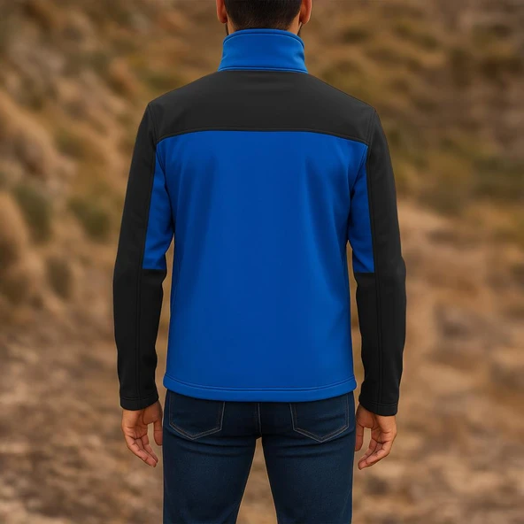 Su ve Rüzgar Geçirmez Softshell Mont - Lemigo - Mavi-Siyah - Resim 2