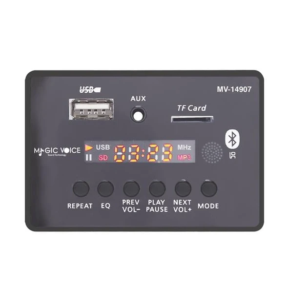 Magicvoice MV-14907 USB-SD-AUX-Bluetooth Mikrofonlu Kumandalı Ekranlı Oto Teyp Çevirici Dijital Player Board ürün görseli