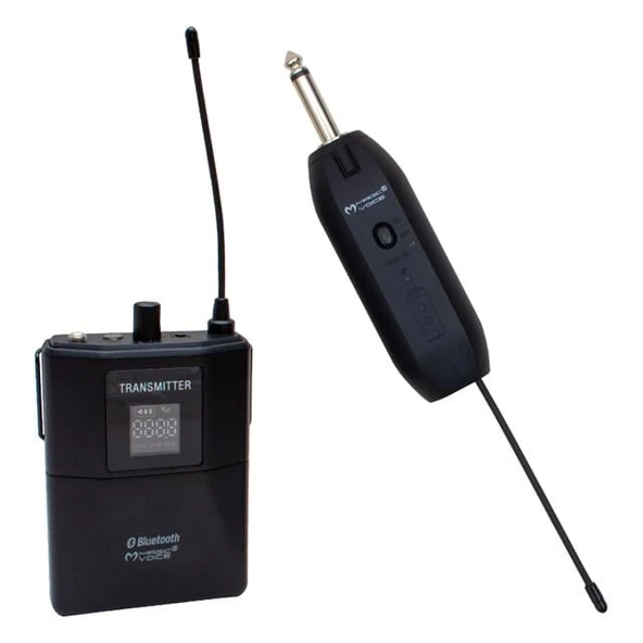 Magicvoice Mv-19601 UHF Kablosuz Enstrüman Uyumlu Bluetooth Jak Girişli İkili Mikrofon Set ürün görseli 1