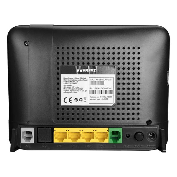 EVEREST SG-V400 2.4GHZ 300 MBPS KABLOSUZ VDSL/ADSL2+ VOIP MODEM ROUTER - Resim 3