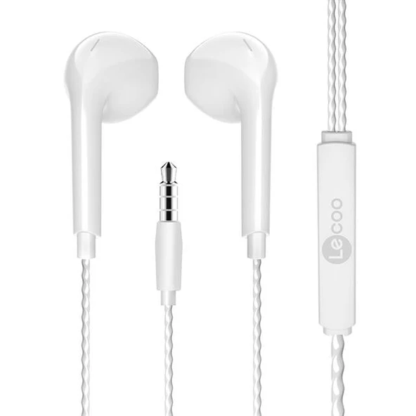 Lenovo Lecoo EH104W 3.5 Mm Jacklı Kablolu Kulak İçi Mikrofonlu Kulaklık Beyaz - Resim 2