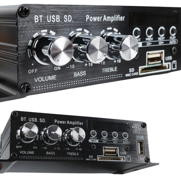 MAGICVOICE YW-406L 12 VOLT 100 WATT MOTOSİKLET BLUETOOTH AMFİ USB/SD 2 KANAL PAZARCI - ANFİ (154X80X42MM) - Resim 4