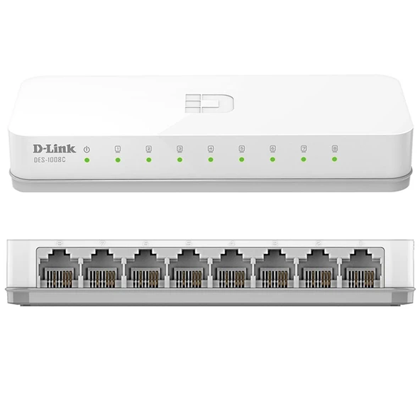 D-LINK - DES-1008C 8 PORT 10/100 MBPS ETHERNET SWITCH ürün görseli