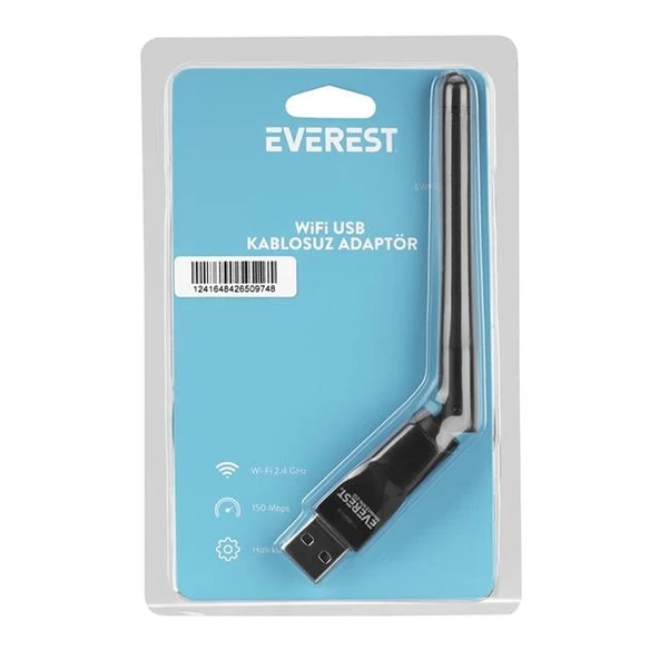 Everest EWN-212 2.4GHz MT7601 İşlemcili 2dBi 150 Mbps Wireless Usb Kablosuz Adaptör ürün görseli 1