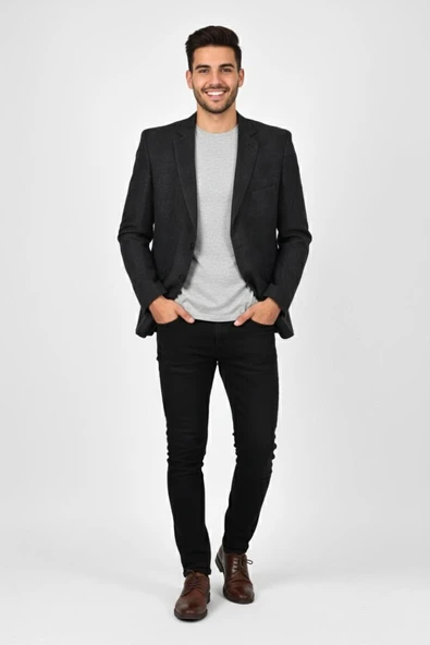 Erkek Kışlık Kumaş Tek Ceket 4 Drop BGL-ST04983 - Resim 4