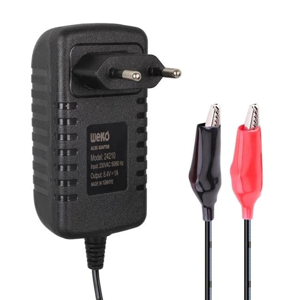 Weko 7.2 Volt - 1 Amper Krokodil Uçlu Priz Tipi Yerli Üretim Akü Şarj Adaptörü - Resim 3