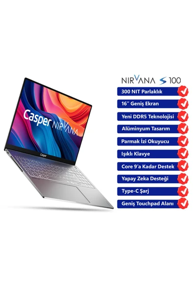Nirvana S100 300NIT i7-13620H 16GB DDR5 1TB SSD 16" Freedos Laptop S100.1362-BF00X-G-F - 2