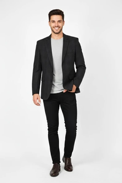 Erkek Kışlık Kumaş Tek Ceket 4 Drop BGL-ST04983 - Resim 6