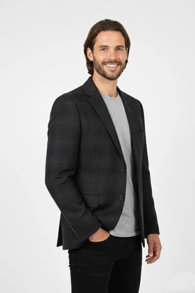 Erkek Kışlık Kumaş Tek Ceket 4 Drop BGL-ST04983 - Resim 9