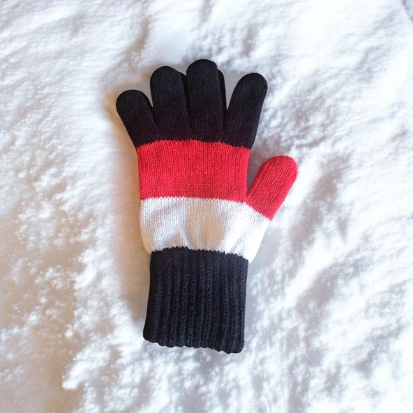 Garson Beden Erkek Çocuk Eldiven Siyah Kırmızı  8-12 yaş - Resim 2