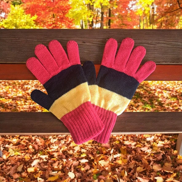 Garson Beden Erkek Çocuk Eldiven Sarı Kırmızı - 8-12 yaş - Resim 3