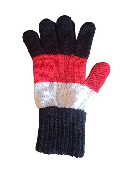 Garson Beden Erkek Çocuk Eldiven Siyah Kırmızı  8-12 yaş - Resim 5