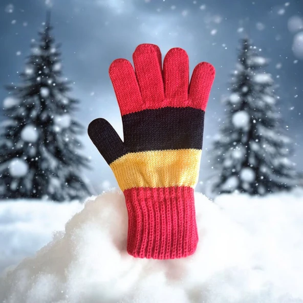 Garson Beden Erkek Çocuk Eldiven Sarı Kırmızı - 8-12 yaş ürün görseli 1