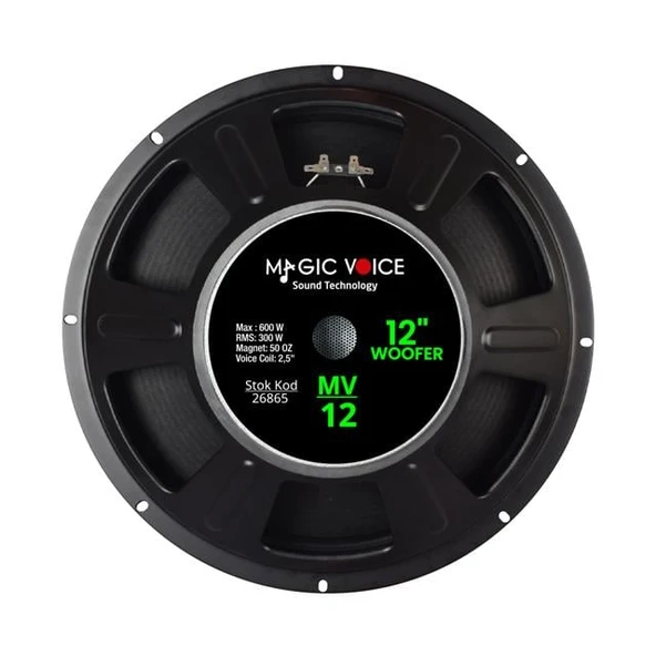 Magicvoice MV-12 Maks.600 Watt / Rms 300 Watt 12” Siyah 30 Cm Woofer Yedek Hoparlör ürün görseli