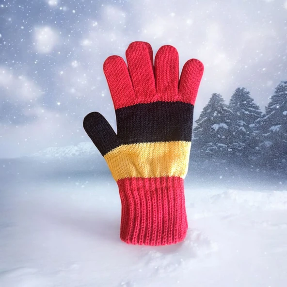 Garson Beden Erkek Çocuk Eldiven Sarı Kırmızı - 8-12 yaş - Resim 6