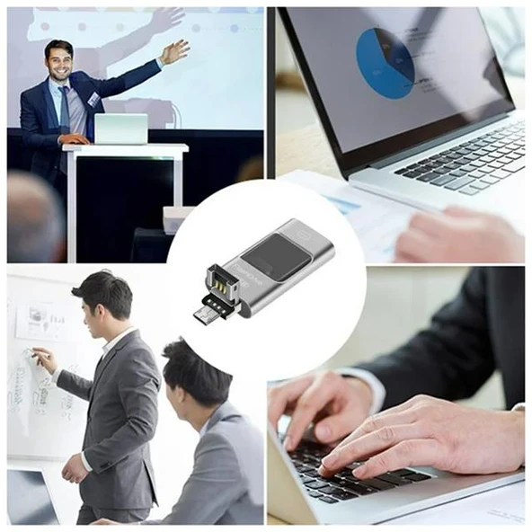 PowerMaster PM-16238 8GB OTG Flash Bellek 4IN1 Lightning Type-C USB-A Micro-USB IOS Android PC Uyumlu - Resim 3