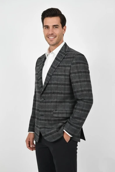 Erkek Kışlık Kumaş Tek Ceket 4 Drop BGL-ST04985 - Resim 3