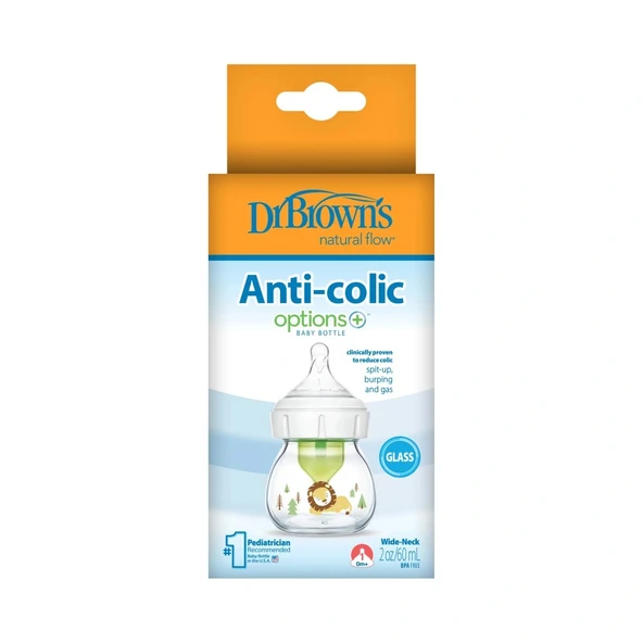 Dr Brown's Geniş Ağız Anti Kolik Options+ Cam Biberon 60 ml - Resim 2