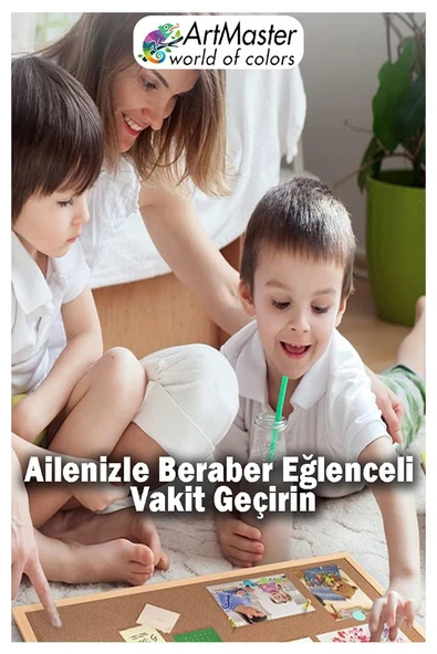 Mantar Pano Ahşap Çerçeve Duvara Monte 30x45 cm 1 Adet Harita Çivisi Hediyeli Dekorasyon Mantar Çerçeve Evde Okulda Büro - 2