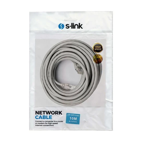 S-Link SL-CAT610 Gri̇ Cat6 10 Metre Kablo ürün görseli
