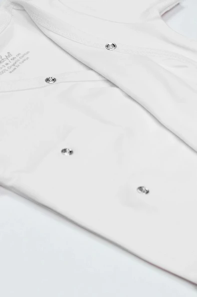 Organik Natural Basic Style Kruvaze Uzun Kol Body BS17102 Beyaz - Resim 4