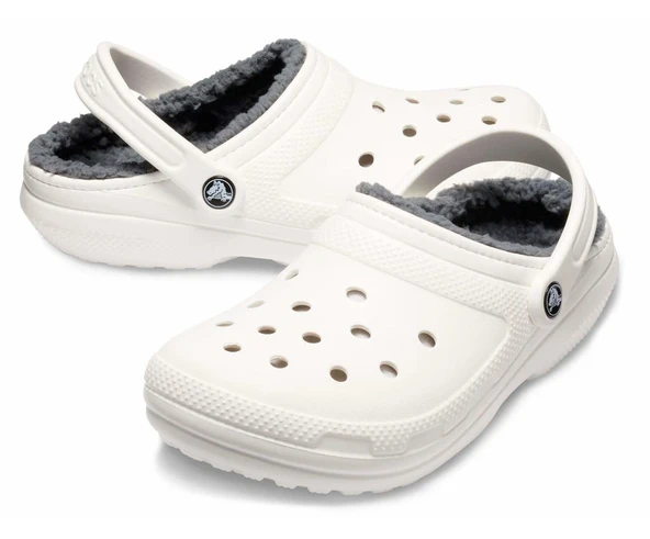 Crocs Classic Lined Clog Unisex Beyaz İçi Yünlü Günlük Terlik 203591-1OM - Resim 2