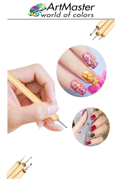 Alüminyum Kabartma Kalemi Ahşap 6 Lı Set 1 Paket Aliminyum Folyo Kabartma Gravür Noktalama Kalemi Çift Uçlu İzleme - 5