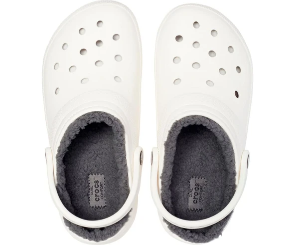 Crocs Classic Lined Clog Unisex Beyaz İçi Yünlü Günlük Terlik 203591-1OM - Resim 3
