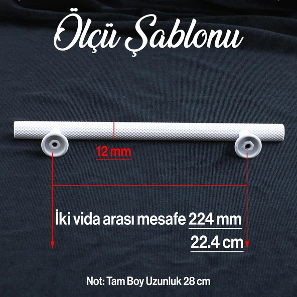 Mobilya Çekmece Mutfak Dolabı Dolap Kulpları Kulbu Kulpu  Beyaz Metal Kulp 224 mm - 22.4 cm - Resim 2