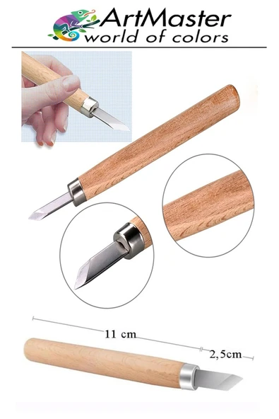 Seramik Oyma Seti Ahşap 6 lı Kretuar 1 Paket Paslanmaz Çelik Bıçaklı İskarpela Seti Hobi Heykel Ağaç Oyma Kretuar Gravür - 2